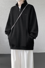 8XL-M重磅软糯美式半拉链立领卫衣男秋宽松大码复古POLO衫WY32P58，男装Polo衫，电商D206-1