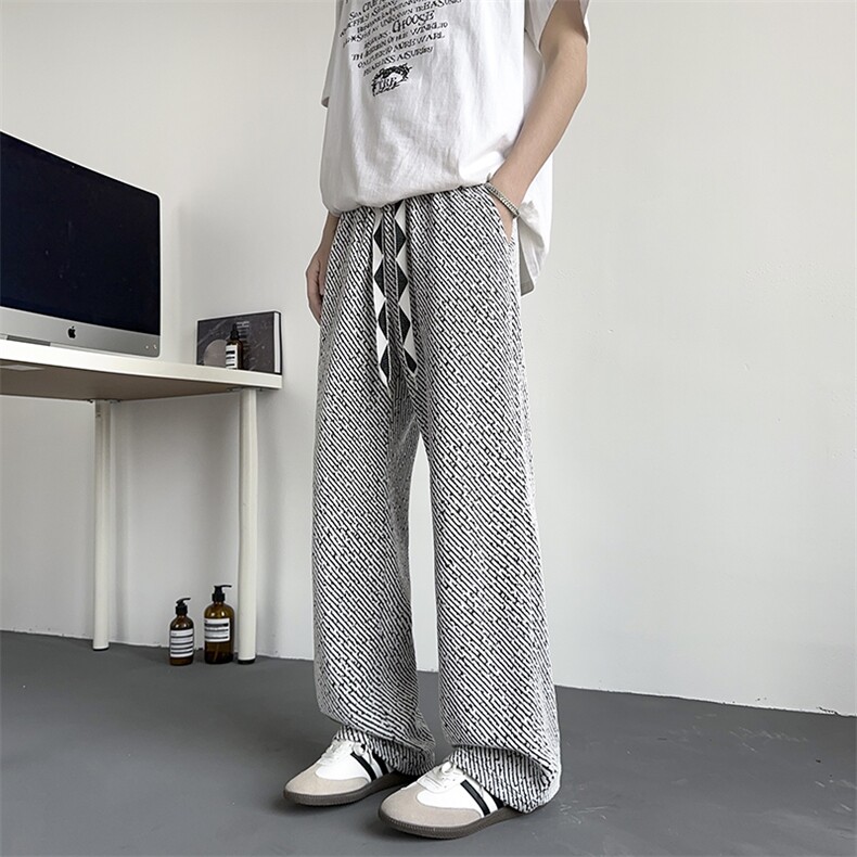 模特-美式斜条纹针织裤男宽松垂感休闲裤9001-P38,男装休闲裤,电商B380（原B361）