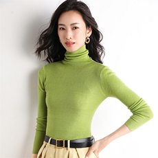 修身纯色高领毛衣女2024秋季新款时尚长袖针织衫，女装针织衫/毛衣，佳绒包芯纱店