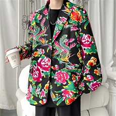 XF9035/P65秋装东北大花西服男女风个性宽松花上衣外套，男装西服，电商A141
