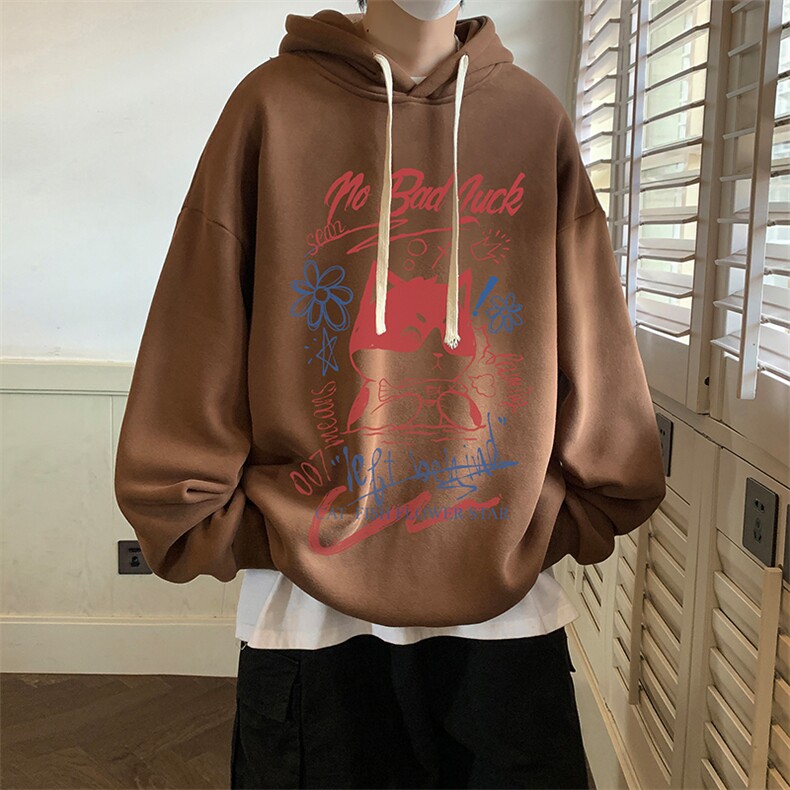 纯棉连帽卫衣男大码运动帽衫宽松薄WY2226-P35加绒款-P40,男装卫衣,电商A040