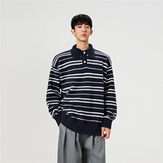 秋冬新款软糯POLO领条纹毛衣MY5008-P50控88，男装针织衫/毛衣，电商A072