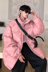 港风PU皮复古做旧金属设计棉衣男MY77102P130控198抖音控228，男装棉衣，星座227-7