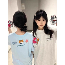【有货】BK915CC-特P38小猫刺绣魔术贴短袖T恤男女夏季，男装T恤，星座1007（原301D）