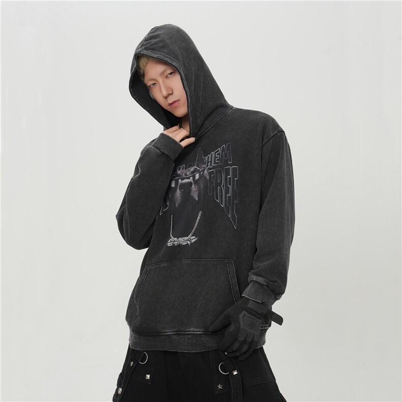 （水洗做旧）美式高街设计感潮牌情侣连帽卫衣外套1015-WY366-P95,女装短外套,四季星座1015