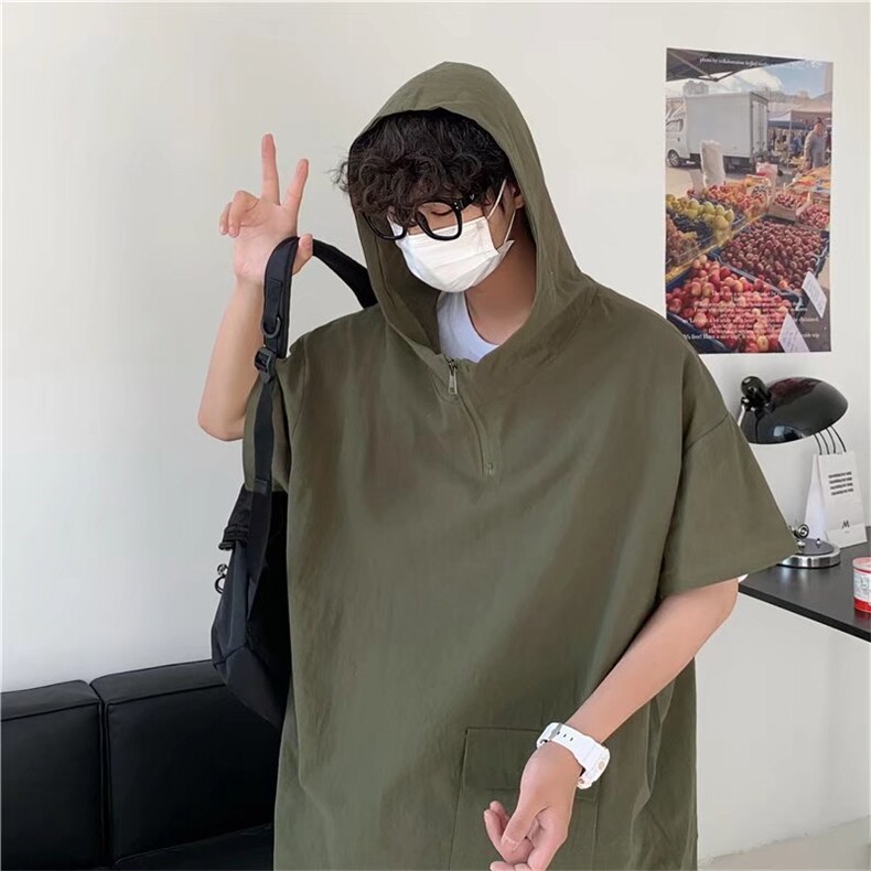 潮流夹克潮男休闲时尚外套防晒衣薄款短袖连帽T755P32图片