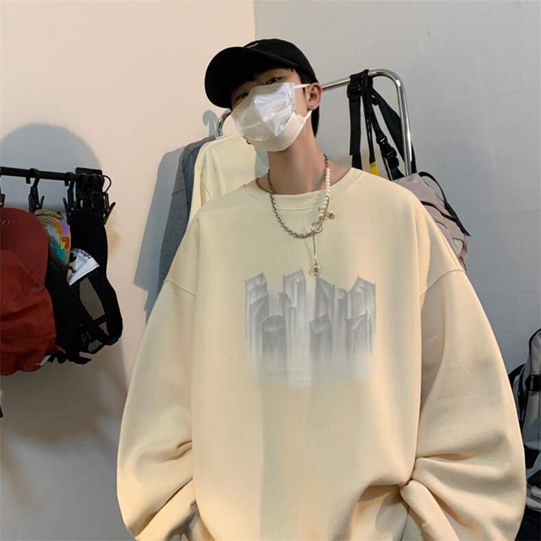 ！圆领卫衣男装港风长袖T恤男外套男WY147-P28,男装卫衣,电商B367