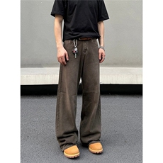春季垂坠感拉满洗染棕色牛仔裤直筒男女cleanfit阔腿裤NZB107，男装牛仔裤，星座516A