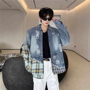 2582-P70 春秋季格子衬衫男生外套宽松青少年韩版潮流痞帅长袖图片