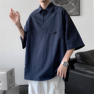 2025夏装复古短袖衬衫男工装宽松衬衣半袖 C301P40图片