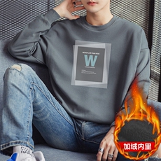 秋冬现货休闲潮流男士百搭圆领套头印花卫衣1511A-2-F053加绒-P19，男装卫衣，星座1816-2（原1210–2）