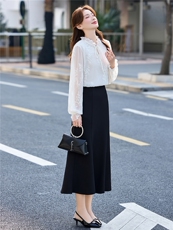 BAO现货2026新款春装时尚气质优雅立体植花衬衣百搭半身裙两件套，女装套装/套裙，卡杰菲