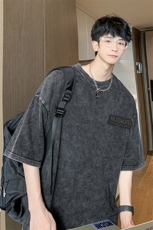 量大优可提供视频2024夏水洗美式短袖T恤D223A-ST2412-P25，男装T恤，电商019-1