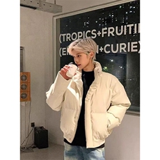 现货5W件冬季三防重磅硬挺boxy短款羽绒立领PU皮棉衣外套加厚棉服，男装棉衣，电商A486