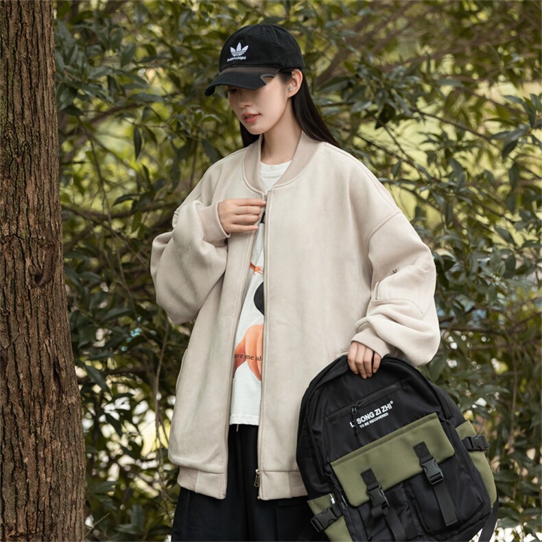 特P68控118春秋款美式复古麂皮绒飞行棒球服男女夹克外套JF01,男装夹克,电商B370