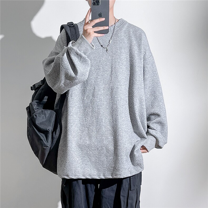 1立体菱形方格花纹大码M-5XL卫衣男聚酯纤维95%氨纶5%WY77056P38,男装卫衣,星座226-2