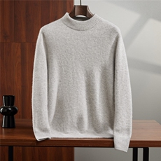 2025年秋季套头长袖青春流行男款一线七针半高，男装针织衫/毛衣，蒂暖羊绒