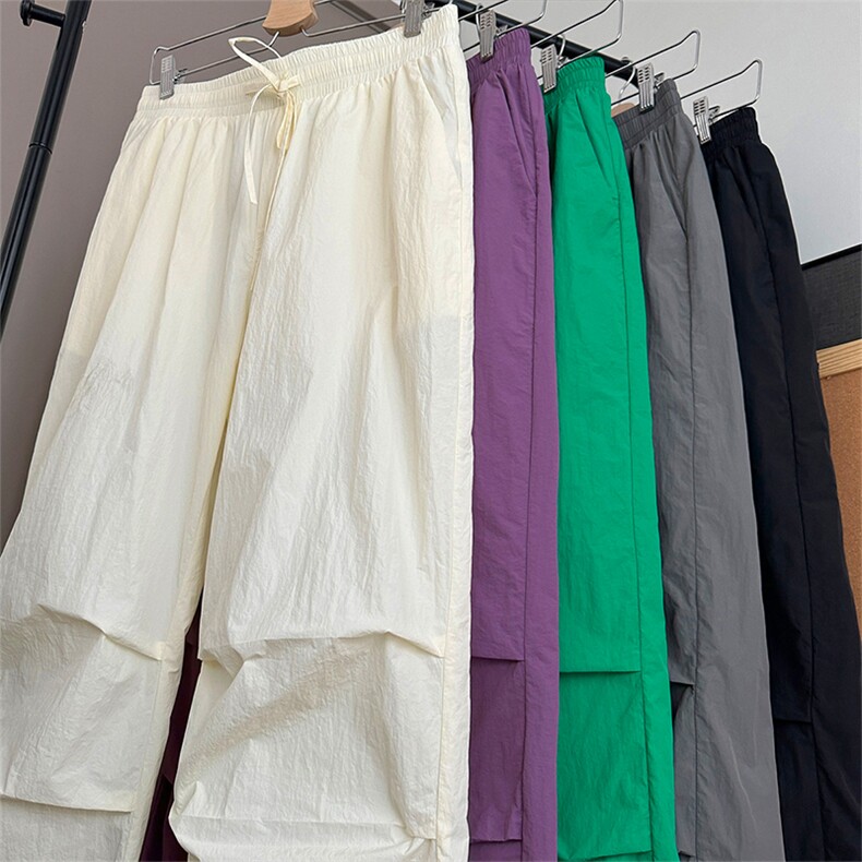 休闲高腰工装裤女宽松垂感伞兵裤薄款通勤直筒长裤K8474-特价P25，男装工装外套，电商A007