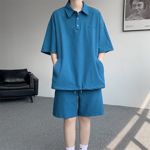 8XL-M日系工装短袖衬衫男夏季POLO衫t恤休闲运动套装TZ38004特P55图片