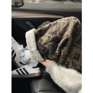 8XL-M羊羔绒裤子男冬季加绒加厚民族风重磅针织棉裤大码KZ023P78图片