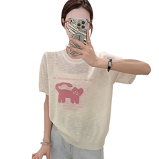 夏季新款套头短袖时尚百搭针织短袖，女装针织衫/毛衣，锦弘羊绒