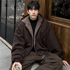 双面穿仿貂毛连帽棉服男女冬季宽松百搭加厚保暖棉衣外套，男装棉衣，电商C307