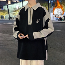 2023HT23018加绒外景大码翻领印花长袖T恤M-5XHT23832-P60，男装T恤，电商A022