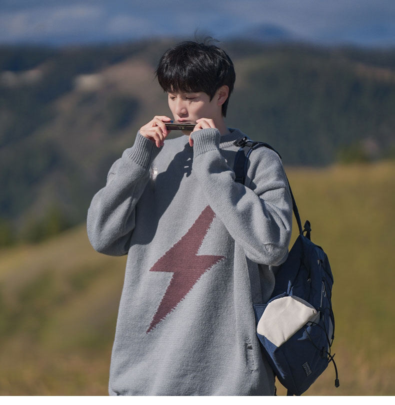 B299-M840闪电针织慵懒日系港风毛衣P58X88（大货已入仓），男装针织衫/毛衣，电商B299-1