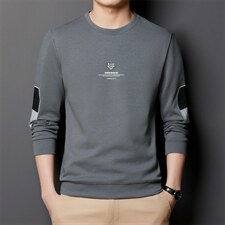 中青年男士圆领卫衣2023春季新款宽松长袖休闲运动印花上衣服外套,男装卫衣,电商B212（原钱塘6029）