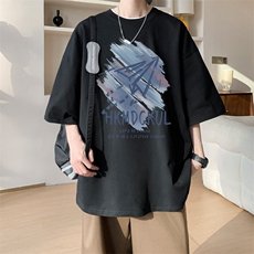 图案已注册夏季情侣韩系印花短袖T恤男潮宽松半袖打底衫D043/P25，男装T恤，电商B209