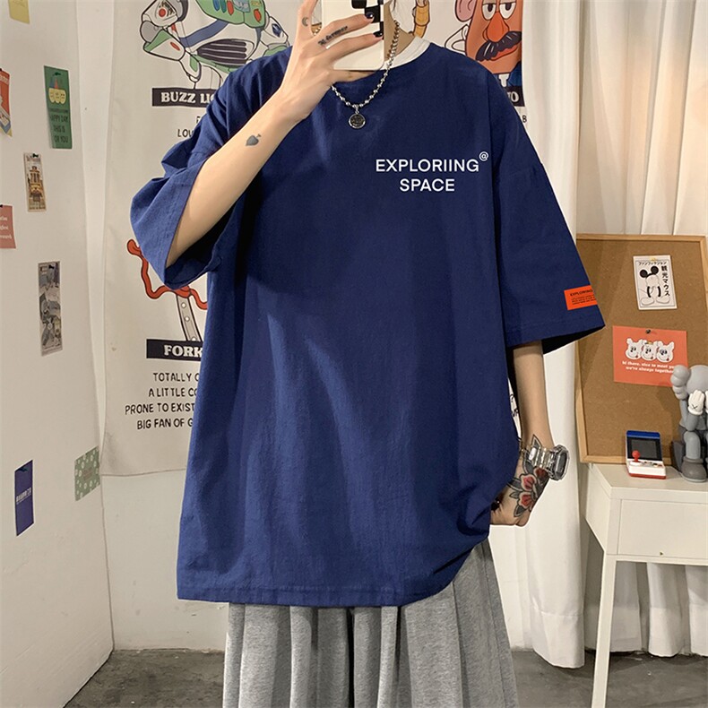 YT26244-P30NASA亚短袖t恤男大码五分袖男宽松七分袖海报风,男装T恤,电商A040