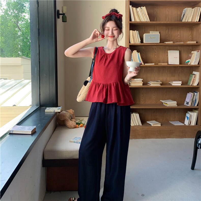 简约娃娃衫休闲裤套装女夏2025新款又酷又飒穿搭两件套爆款高级感,女装套装/套裙,2C122