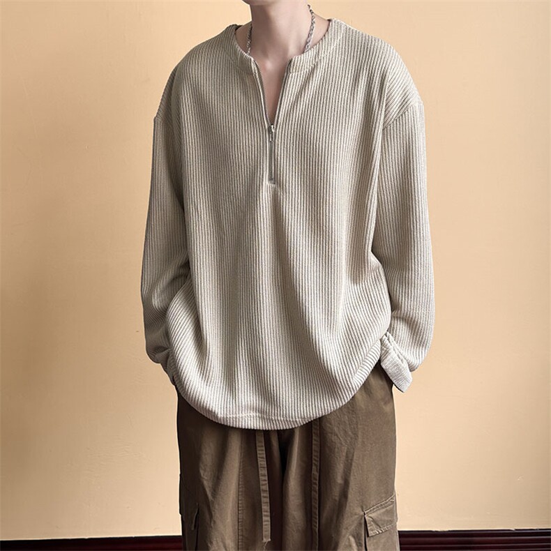 现货拉链毛衣潮牌宽松休闲套头针织衫A351-AW2503-P65图片
