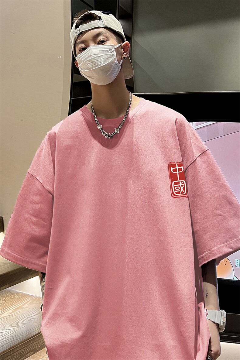 量大优可提供视频2024夏季新美式短袖T恤D223A-T24126-P18,男装T恤,电商019-1