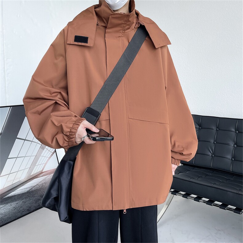 JK9086/P75春装新款个性可拆卸帽子外套男防风防水冲锋衣夹克男图片