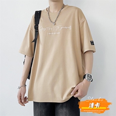 冰氧仿棉短袖港风白墙夏季休闲百搭字母印花男上衣TC3152-P22控48，男装T恤，星座717