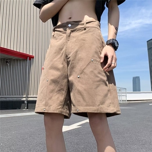 复古美式牛仔短裤男士夏季毛边设计感五分裤休闲潮牌高街百搭图片