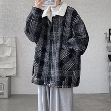 M-8XL格子羊羔毛棉服冬季大码小香风加绒外套加厚棉衣MF7001/P138，男装棉衣，电商B238