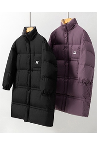 1白底美式复古潮牌中长款大码M-5XL过膝羽绒服男77930P258控378图片