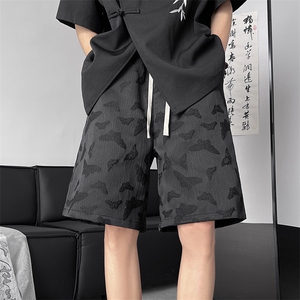8XL-M 特大码短裤男新中式风冰丝蝴蝶暗花五分裤男裤DK1533P25图片