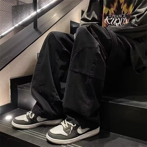 工装裤男高街潮牌直筒阔腿长裤夏秋季休闲百搭重磅宽松裤GU03/P44图片