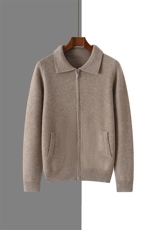 2024秋季新款POLO领男士羊毛拉链开衫通勤百搭，男装Polo衫，优麦羊绒（原洪叶羊绒）