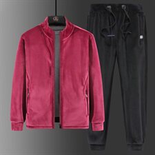 冬季加绒加厚羊羔绒套装男潮休闲运动服卫衣长裤两件套TZ077-P110，男装套装，星座217-4