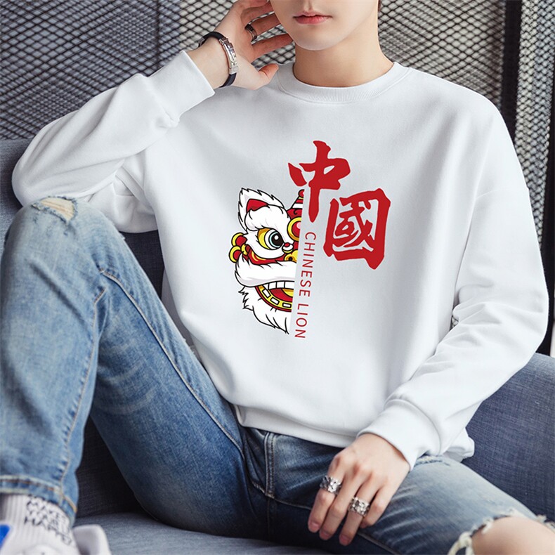 现货春装上新潮款男士印花休闲情侣卫衣青少年班服F070-P16图片