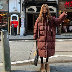 冬季羽绒服女韩系长款高级感连帽2025独特超好看百搭厚外套白鸭绒，女装羽绒服，2C053