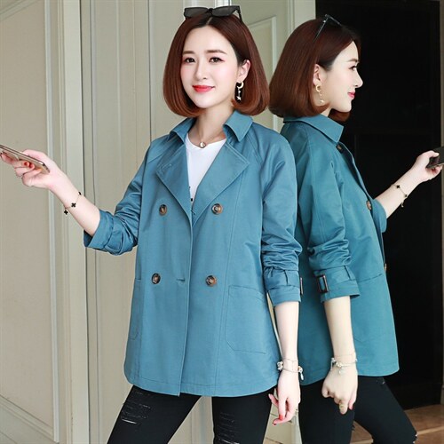 2022春秋季中长款双排扣风衣舒适年轻百搭潮流气质修身显瘦，女装风衣，依倍林