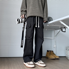 秋季新款日系休闲松紧腰直筒长裤百搭男女款潮817P55，男装休闲裤，电商B381-2