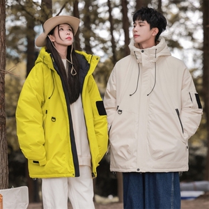 情侣冬季登山服白鸭绒连帽纯色工装羽绒服外套A406 Y93650 P235图片