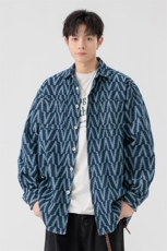 25年春季牛仔长袖衬衫得物二开衬衣宽松现货DS-C323-1-G663-T批55，男装衬衫，电商C323-1