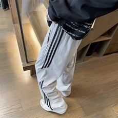 胖子大码条纹休闲降落伞兵裤男女宽松阔腿跳舞运动速干薄款工装裤，男装工装外套，星座601-2